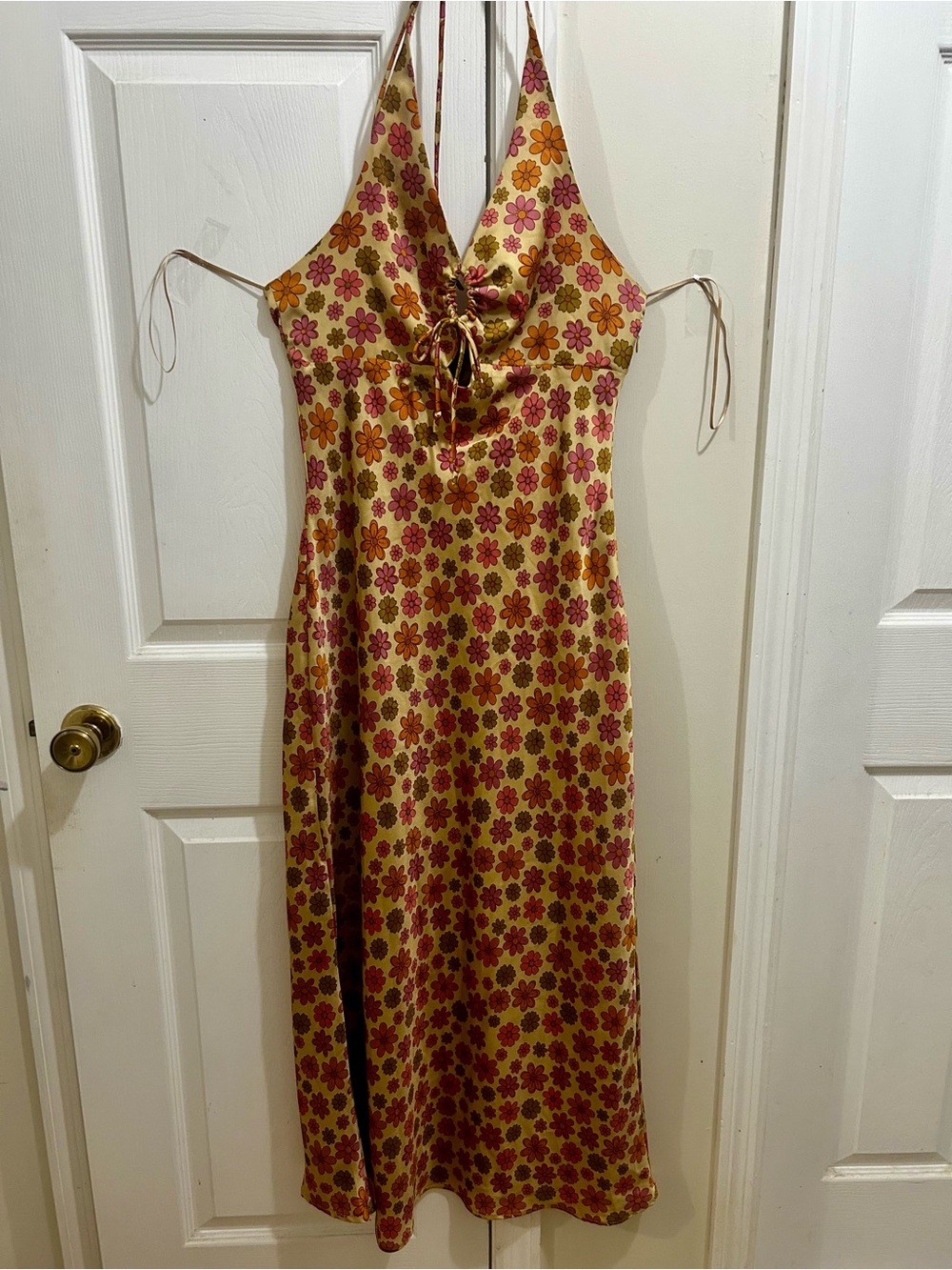 Cotton Candy LA Retro 70’s Style Floral Halter Slip Dress in Size Medium